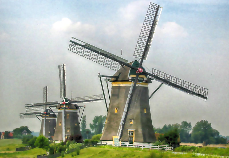 Holenderskie wiatraki mielą wodę