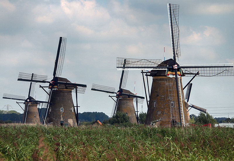 Skansen wiatraków w Kinderdijk